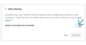 Facebook pixel i Shopify nettbutikk Godta deling av data