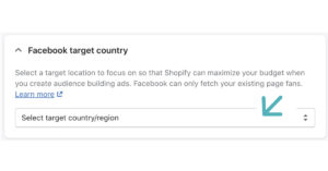Facebook pixel i Shopify nettbutikk velg land