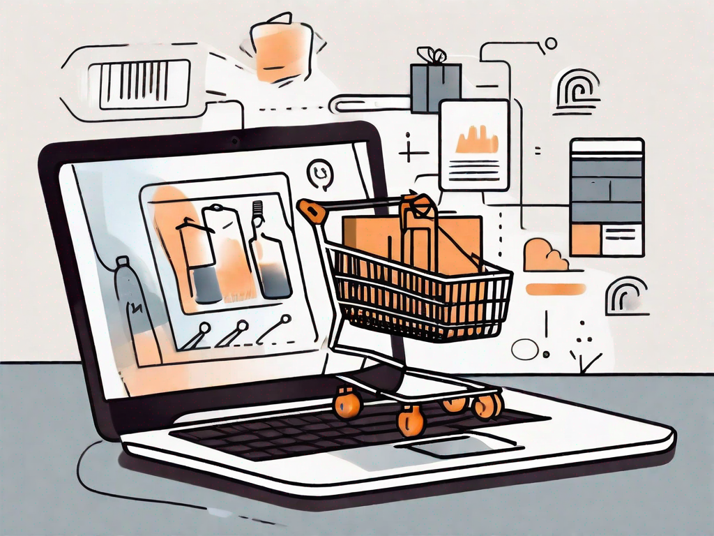 A thriving online store represented by a computer screen filled with various products